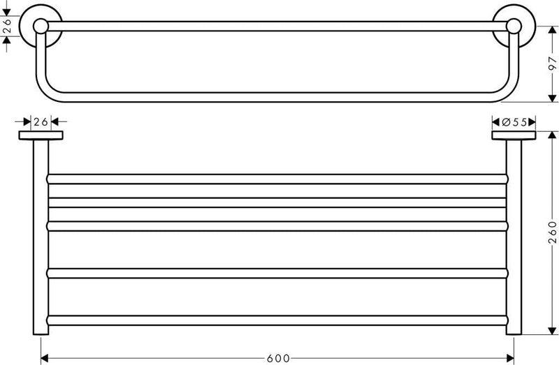 hansgrohe Towel_Rack with Towel_Bar 25-inch Modern Towel_Holder in Chrome, 41720000